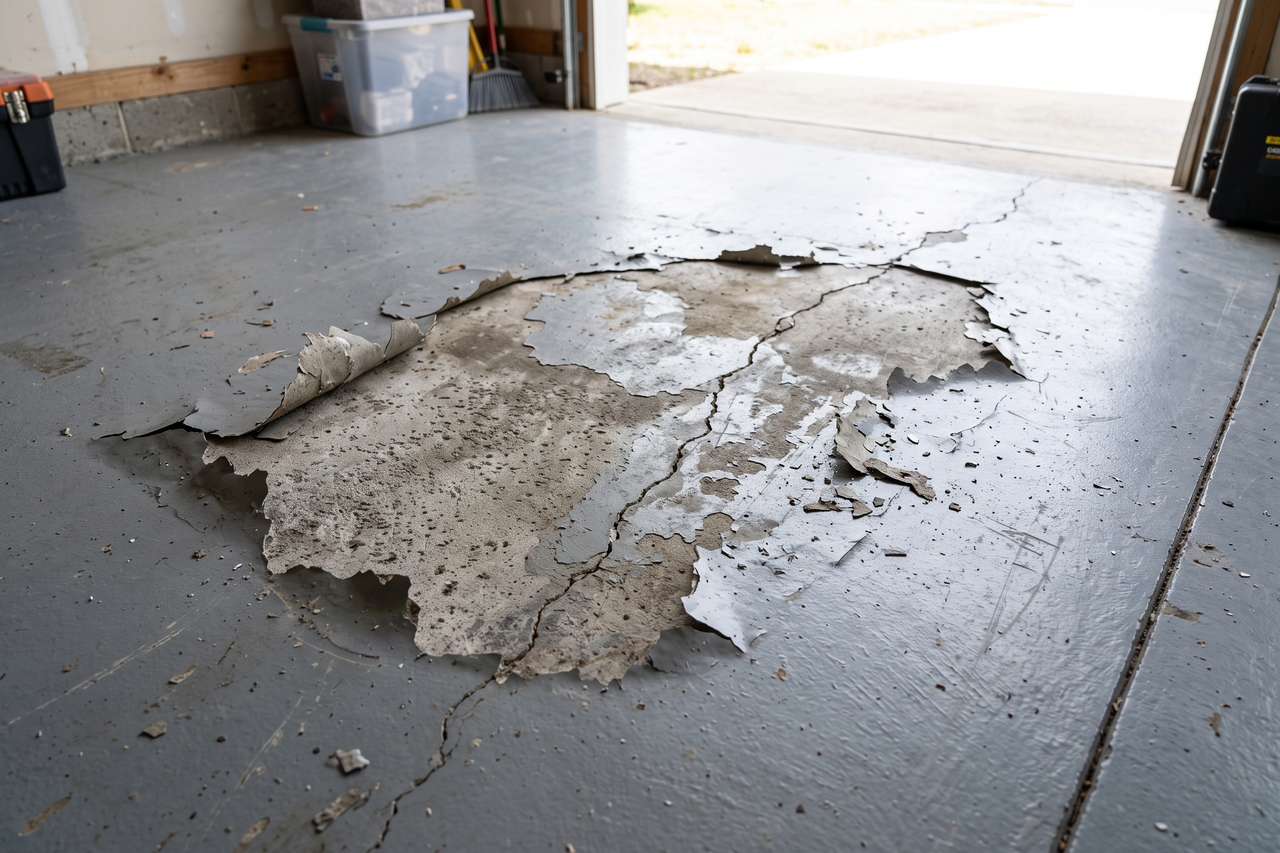 Peeling epoxy coating that needs repair